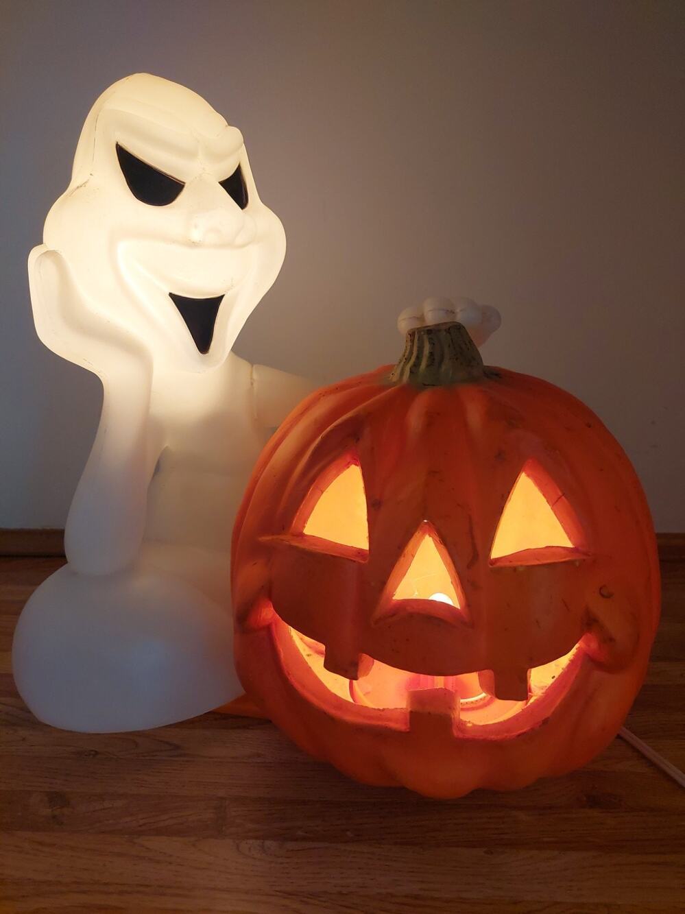 VINTAGE ZAUDER'S SEASONS HALLOWEEN ELECTRIC BLOW MOLD GHOST PUMPKIN CASPER UNCLE